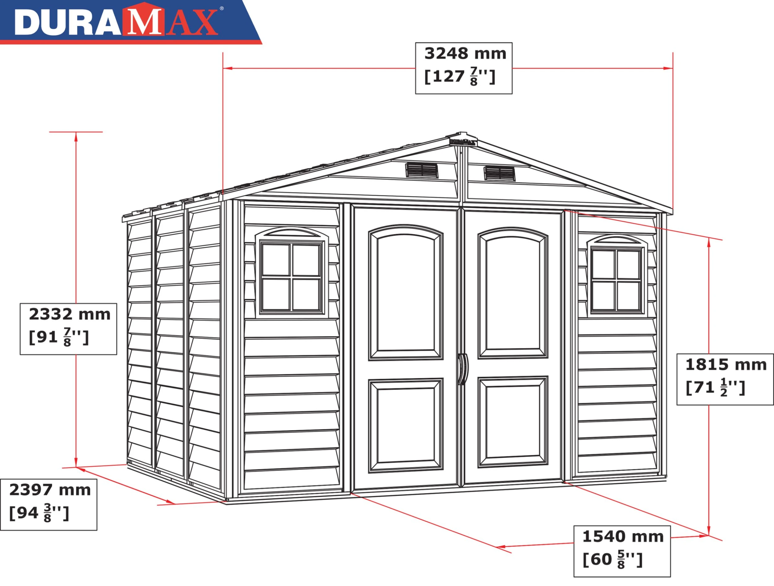 Duramax Gerätehaus WoodSide V2 10,5x8 7,64 M², 324,8 X 247 X 233,2 Cm 5 Duramax Gerätehaus WoodSide V2 10,5x8 7,64 M², 324,8 X 247 X 233,2 Cm – Bild 3