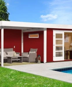 Weka Designhaus Levi Schwedenrot, Wandstärke 28 Mm, 590 X 238 Cm