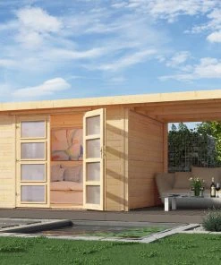 Weka Gartenhaus Arvid B Gr.3 Natur, Wandstärke 19 Mm, 489 X 250 Cm