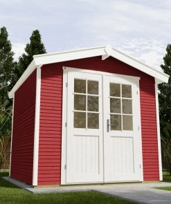 Weka Gartenhaus Kajsa Gr. 4 Schwedenrot, Wandstärke 28 Mm, 301 X 295 Cm