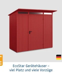 EcoStar Gerätehaus Trend-P Typ 1 Purpurrot 247,9 X 153 X 228,6 Cm -Weka Shop 4005954382949 2