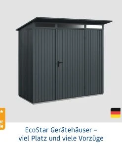 EcoStar Gerätehaus Trend-P Typ 1 Anthrazitgrau 247,9 X 153 X 228,6 Cm -Weka Shop 4005954382994 2