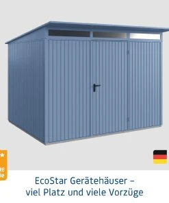 EcoStar Gerätehaus Trend-P Typ 3 312,7 X 283,4 X 232,3 Cm Taubenblau 10 EcoStar Gerätehaus Trend-P Typ 3 312,7 X 283,4 X 232,3 Cm Taubenblau -Weka Shop 4005954393952 2