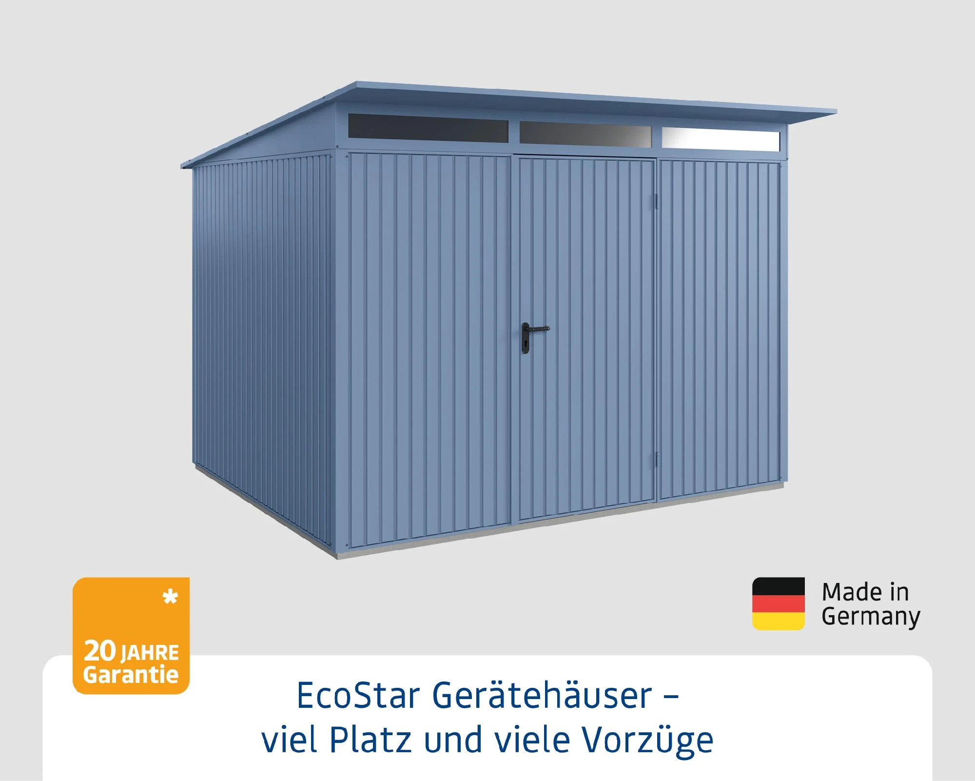 EcoStar Gerätehaus Trend-P Typ 3 312,7 X 283,4 X 232,3 Cm Taubenblau 5 EcoStar Gerätehaus Trend-P Typ 3 312,7 X 283,4 X 232,3 Cm Taubenblau – Bild 3