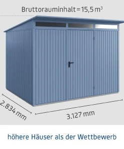 EcoStar Gerätehaus Trend-P Typ 3 312,7 X 283,4 X 232,3 Cm Taubenblau 9 EcoStar Gerätehaus Trend-P Typ 3 312,7 X 283,4 X 232,3 Cm Taubenblau -Weka Shop 4005954393952 3