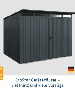 EcoStar Gerätehaus Trend-P Typ 3 Anthrazitgrau 312,7 X 283,4 X 232,3 Cm -Weka Shop 4005954394096 2