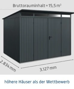 EcoStar Gerätehaus Trend-P Typ 3 Anthrazitgrau 312,7 X 283,4 X 232,3 Cm -Weka Shop 4005954394096 3