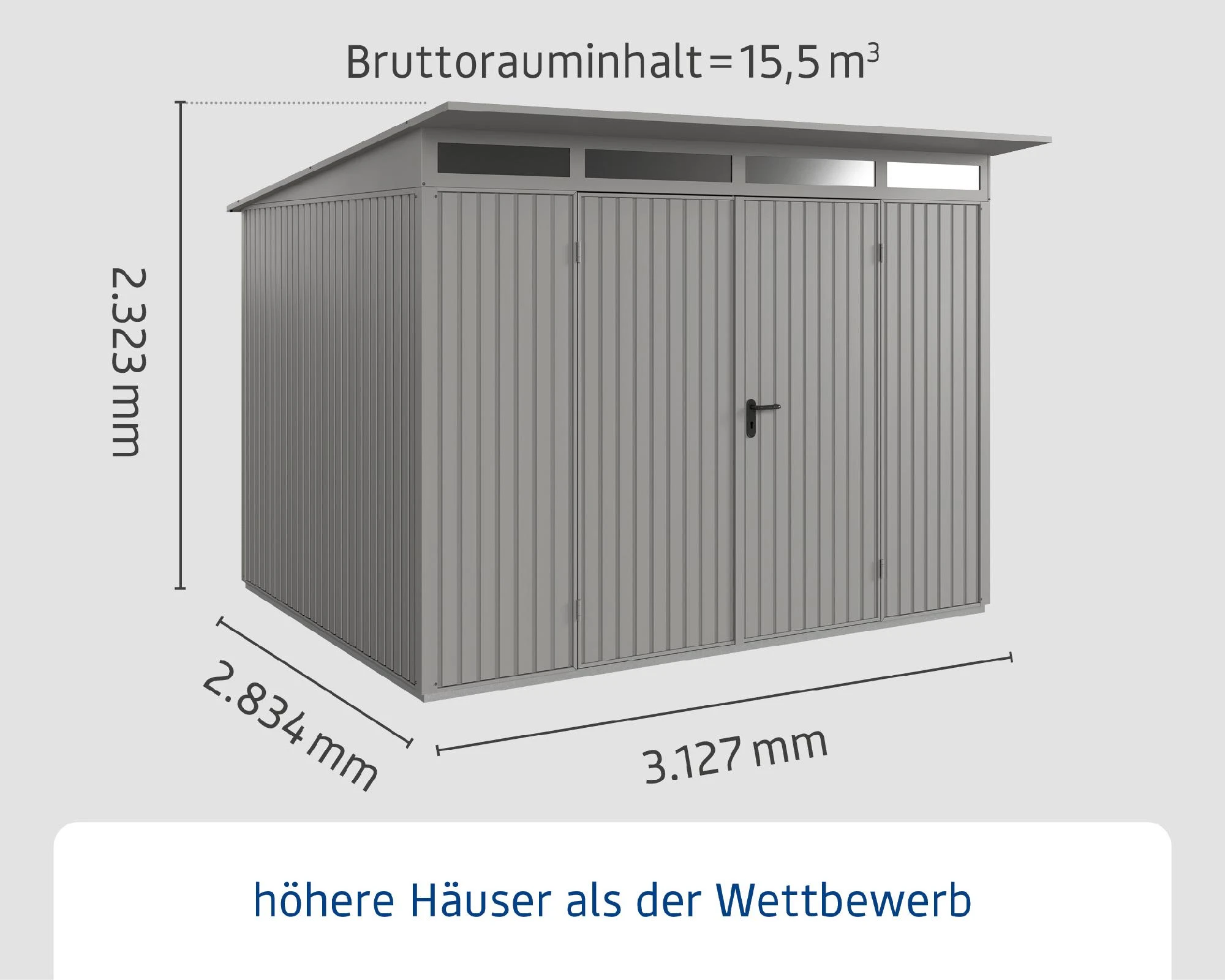 EcoStar Gerätehaus Trend-P Typ 3 Graualuminium 312,7 X 283,4 X 232,3 Cm 4 EcoStar Gerätehaus Trend-P Typ 3 Graualuminium 312,7 X 283,4 X 232,3 Cm – Bild 2