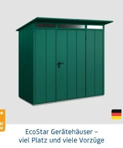 EcoStar Gerätehaus Elegant-P Typ 1 Moosgrün 247,9 X 153 X 228,6 Cm