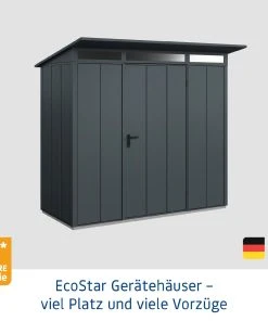 EcoStar Gerätehaus Elegant-P Typ 1 Anthrazitgrau 247,9 X 153 X 228,6 Cm