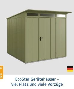 EcoStar Gerätehaus Elegant-P Typ 2 Schilfgrün 247,9 X 283,4 X 232,3 Cm