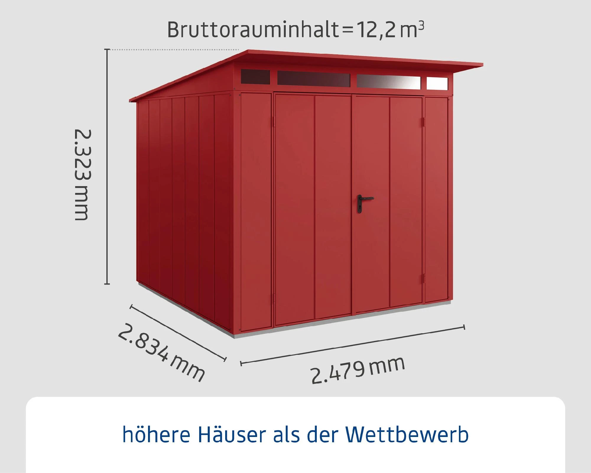 EcoStar Gerätehaus Elegant-P Typ 2 Purpurrot 247,9 X 283,4 X 232,3 Cm 4 EcoStar Gerätehaus Elegant-P Typ 2 Purpurrot 247,9 X 283,4 X 232,3 Cm – Bild 2