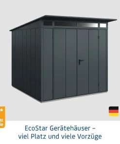 EcoStar Gerätehaus Elegant-P Typ 2 Anthrazitgrau 247,9 X 283,4 X 232,3 Cm