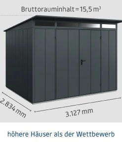 EcoStar Gerätehaus Elegant-P Typ 3 312,7 X 283,4 X 232,3 Cm Anthrazitgrau -Weka Shop 4005954395109 3347325