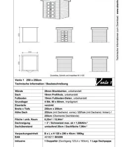 SkanHolz SKAN HOLZ Gartenhaus Venlo 1, 250 X 250 Cm, Natur -Weka Shop 4018211603206 05