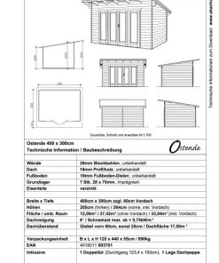 SkanHolz SKAN HOLZ Gartenhaus Ostende 2, 400 X 300 Cm, Natur -Weka Shop 4018211603701 04