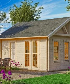 SkanHolz SKAN HOLZ Freizeithaus Bern 1, 420 X 420 Cm Mit 2. Schalung, Natur