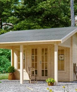 SkanHolz SKAN HOLZ Freizeithaus Calgary 380 X 300 Cm Mit Lattung, Natur