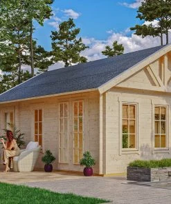 SkanHolz SKAN HOLZ Freizeithaus Toronto 2, 420 X 560 Cm Mit 2. Schalung, Natur