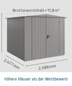 EcoStar Gerätehaus Trend-S Typ 2 258,8 X 247,7 X 216 Cm Graualuminium -Weka Shop 4042533294743 4