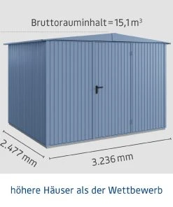 EcoStar Gerätehaus Trend-S Typ 3 323,6 X 247,7 X 219,4 Cm Taubenblau