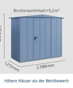 EcoStar Gerätehaus Elegant-S Typ 1 258,8 X 121,3 X 216 Cm Taubenblau -Weka Shop 4042533295283 3347402