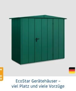 EcoStar Gerätehaus Elegant-S Typ 1 Moosgrün 1 Flg 258,8 X 121,3 X 216 Cm