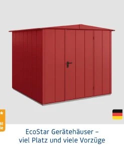 EcoStar Gerätehaus Elegant-S Typ 2 Purpurrot 1 Flg 258,8 X 247,7 X 216 Cm