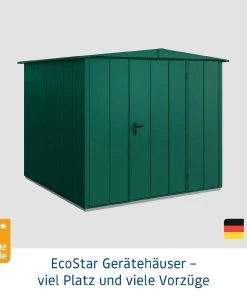 EcoStar Gerätehaus Elegant-S Typ 2 Moosgrün 1 Flg 258,8 X 247,7 X 216 Cm