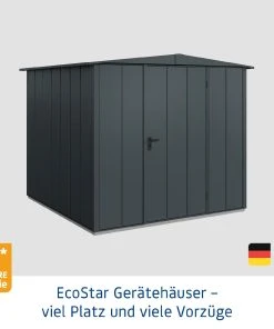 EcoStar Gerätehaus Elegant-S Typ 2 Anthrazitgrau 1 Flg 258,8 X 247,7 X 216 Cm