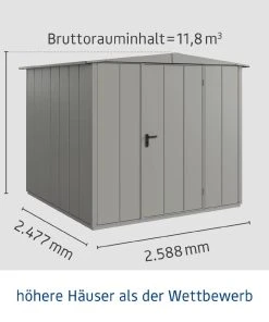 EcoStar Gerätehaus Elegant-S Typ 2 Graualuminium 1 Flg 258,8 X 247,7 X 216 Cm -Weka Shop 4042533295375 3347422