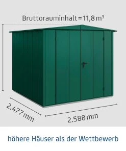 EcoStar Gerätehaus Elegant-S Typ 2 258,8 X 247,7 X 216 Cm Moosgrün -Weka Shop 4042533295405 3347432