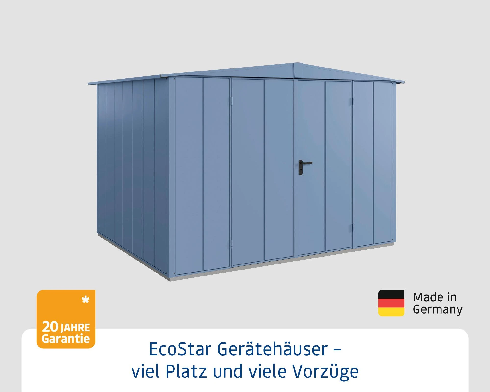 EcoStar Gerätehaus Elegant-S Typ 3 323,6 X 247,7 X 219,4 Cm Taubenblau 4 EcoStar Gerätehaus Elegant-S Typ 3 323,6 X 247,7 X 219,4 Cm Taubenblau – Bild 2