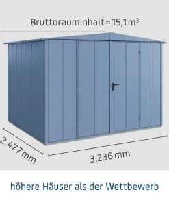 EcoStar Gerätehaus Elegant-S Typ 3 323,6 X 247,7 X 219,4 Cm Taubenblau 10 EcoStar Gerätehaus Elegant-S Typ 3 323,6 X 247,7 X 219,4 Cm Taubenblau -Weka Shop 4042533295498 3347453