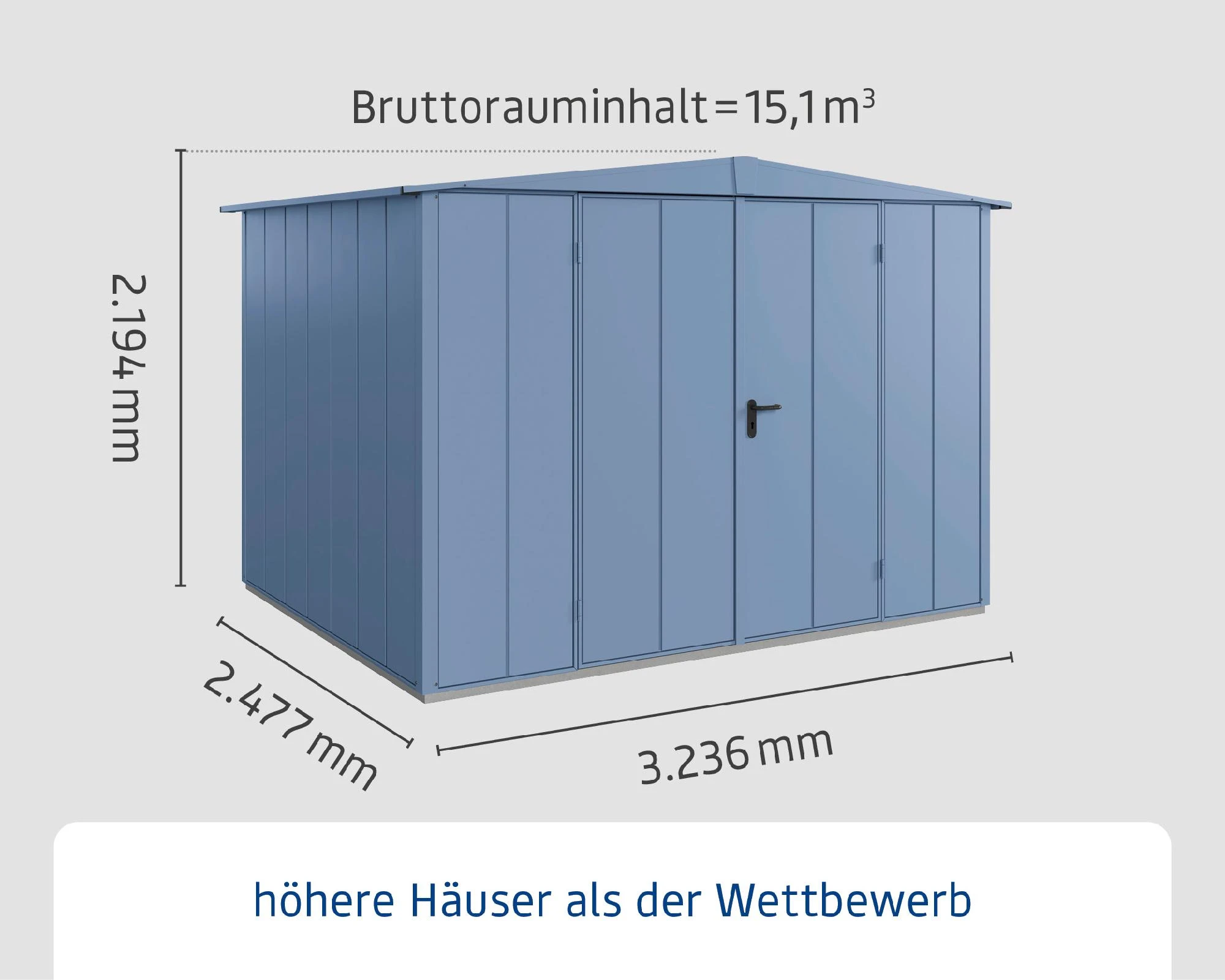 EcoStar Gerätehaus Elegant-S Typ 3 323,6 X 247,7 X 219,4 Cm Taubenblau 5 EcoStar Gerätehaus Elegant-S Typ 3 323,6 X 247,7 X 219,4 Cm Taubenblau – Bild 3