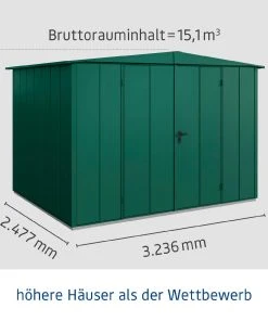 EcoStar Gerätehaus Elegant-S Typ 3 323,6 X 247,7 X 219,4 Cm Moosgrün -Weka Shop 4042533295504 3347457