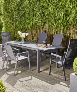 Siena Garden Sessel Savona Dining Move Matt Anthrazit Silber-schwarz