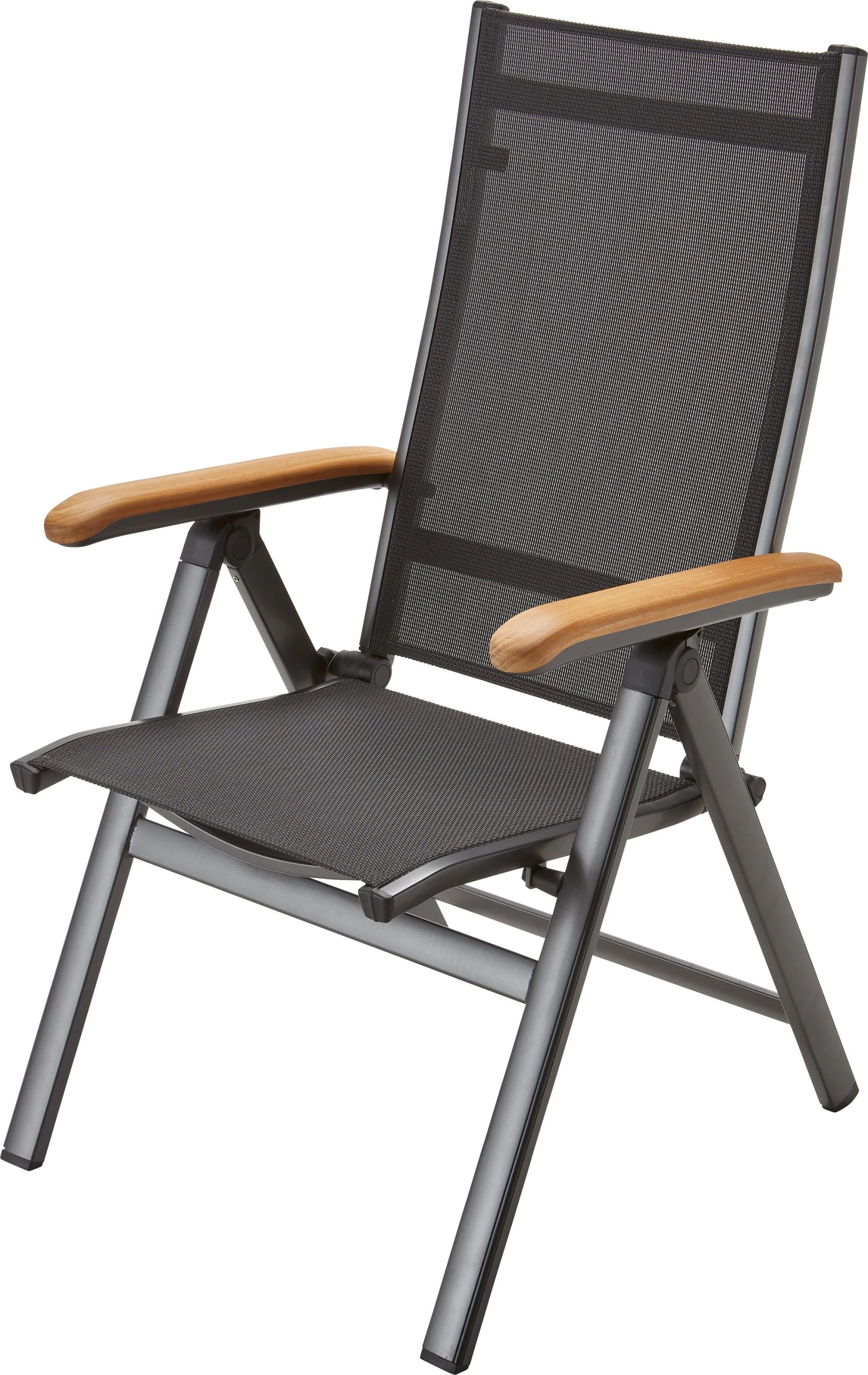 MWH Klappstuhl Reno Aluminium Mit Teak Armlehnen 4 MWH Klappstuhl Reno Aluminium Mit Teak Armlehnen – Bild 2