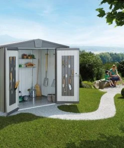 Biohort Gerätehaus Europa 3 244 X 156 Cm Quarzgrau Doppeltür