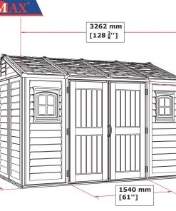 Duramax Gerätehaus Apex 10,5x8 7,64 M², 326,2 X 249,3 X 234,4 Cm -Weka Shop Apex 10 5 x 8 scaled